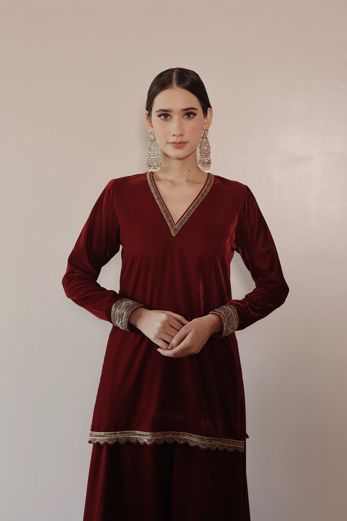 Buy Brown Designer Walima Wear Velvet Sharara Suit Online - SALV2457 |  Appelle Fashion