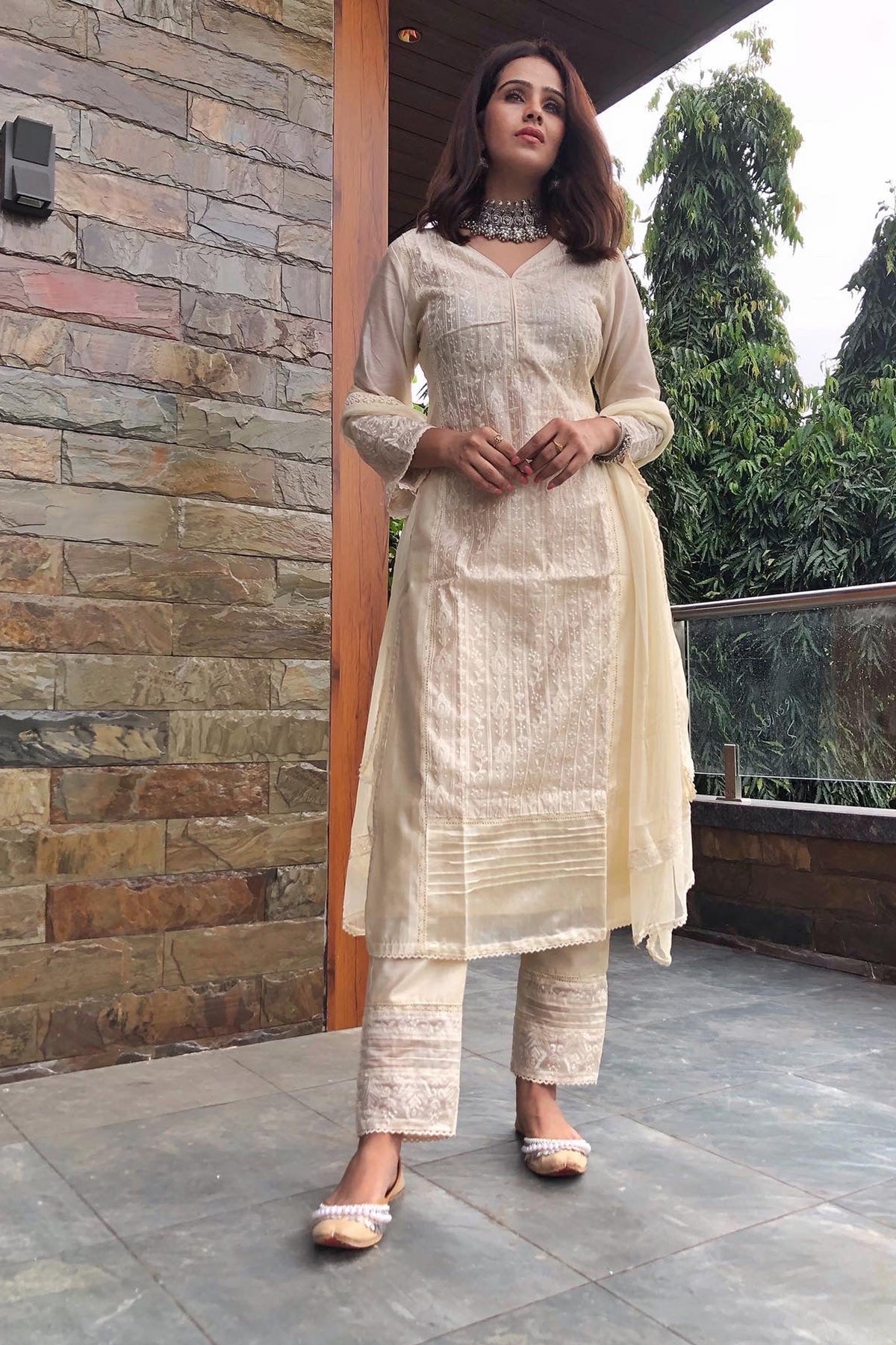 Buy Chanderi Silk Pant Style Suit Online